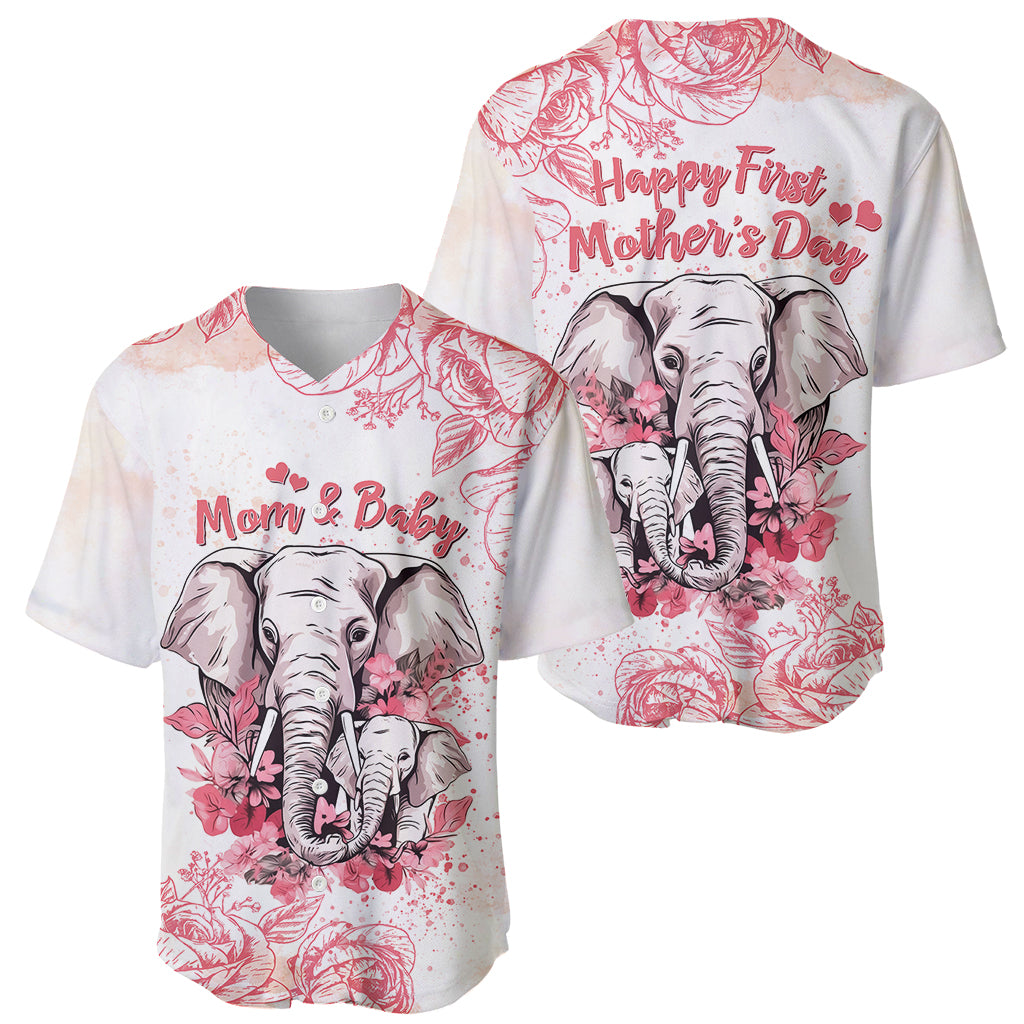 Personalised Mother's Day Elephant Mom & Baby First Mother Day Together Baseball Jersey TS07 - Wonder Print Shop