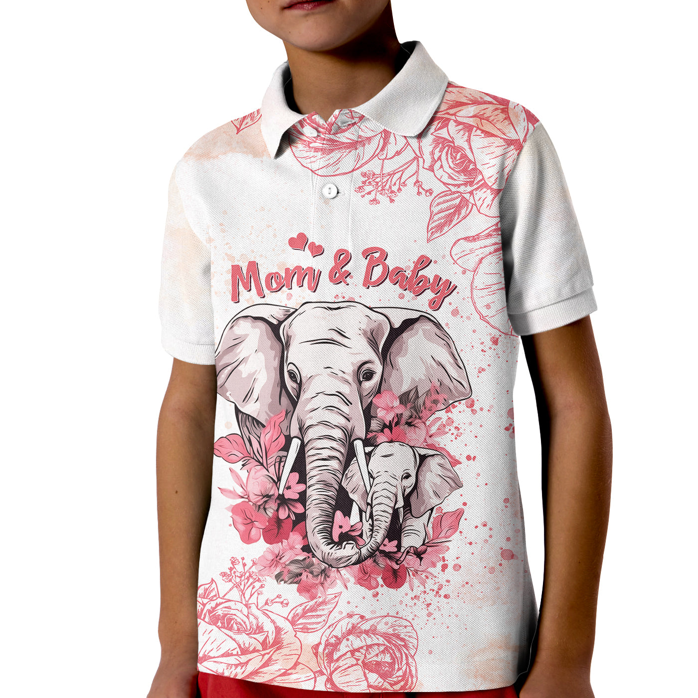 Custom Mothers Day Elephant Mom and Baby First Mother Day Polo Shirt Together KID TS07 - Wonder Print Shop