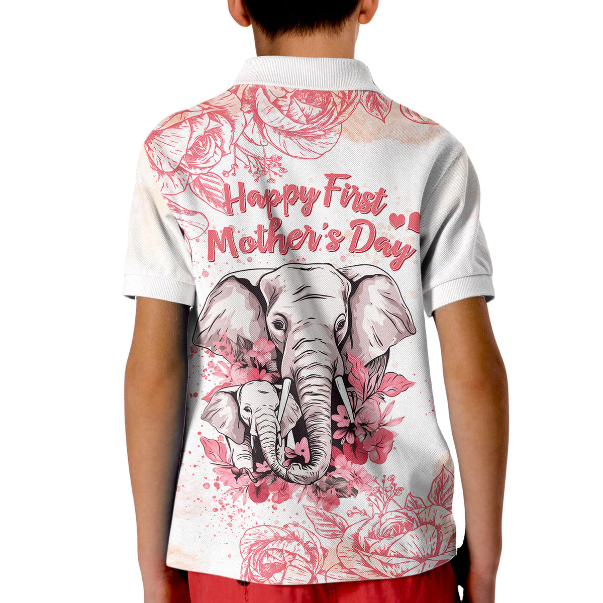Custom Mothers Day Elephant Mom and Baby First Mother Day Polo Shirt Together KID TS07 - Wonder Print Shop