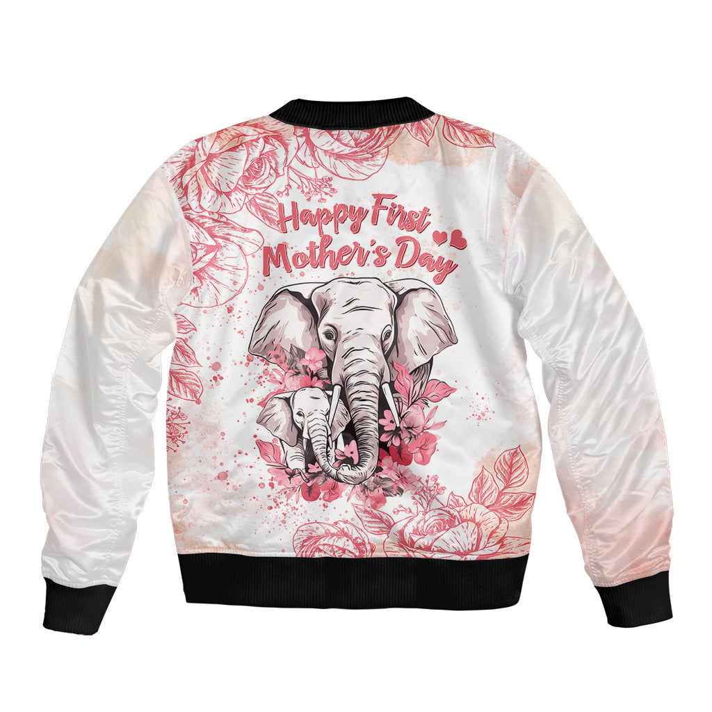 Personalised Mother's Day Elephant Mom & Baby First Mother Day Together Sleeve Zip Bomber Jacket TS07 - Wonder Print Shop