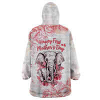 Personalised Mother's Day Elephant Mom & Baby First Mother Day Together Wearable Hoodie Blanket TS07 - Wonder Print Shop