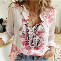 Personalised Mother's Day Elephant Mom & Baby First Mother Day Together Women Casual Shirt TS07 - Wonder Print Shop