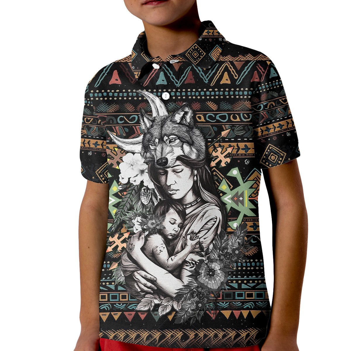Native American Clothing In Mothers Cradle Polo Shirt for Kid TS07 - Wonder Print Shop