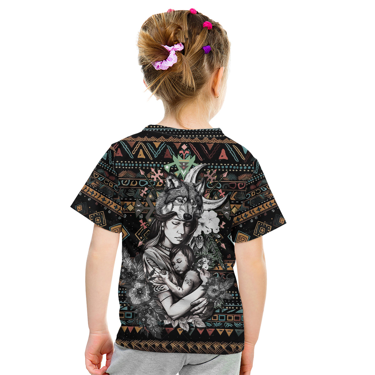 Native American Clothing - In Mother's Cradle Kid T Shirt TS07 - Wonder Print Shop