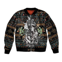Native American Clothing - In Mother's Cradle Sleeve Zip Bomber Jacket TS07 - Wonder Print Shop