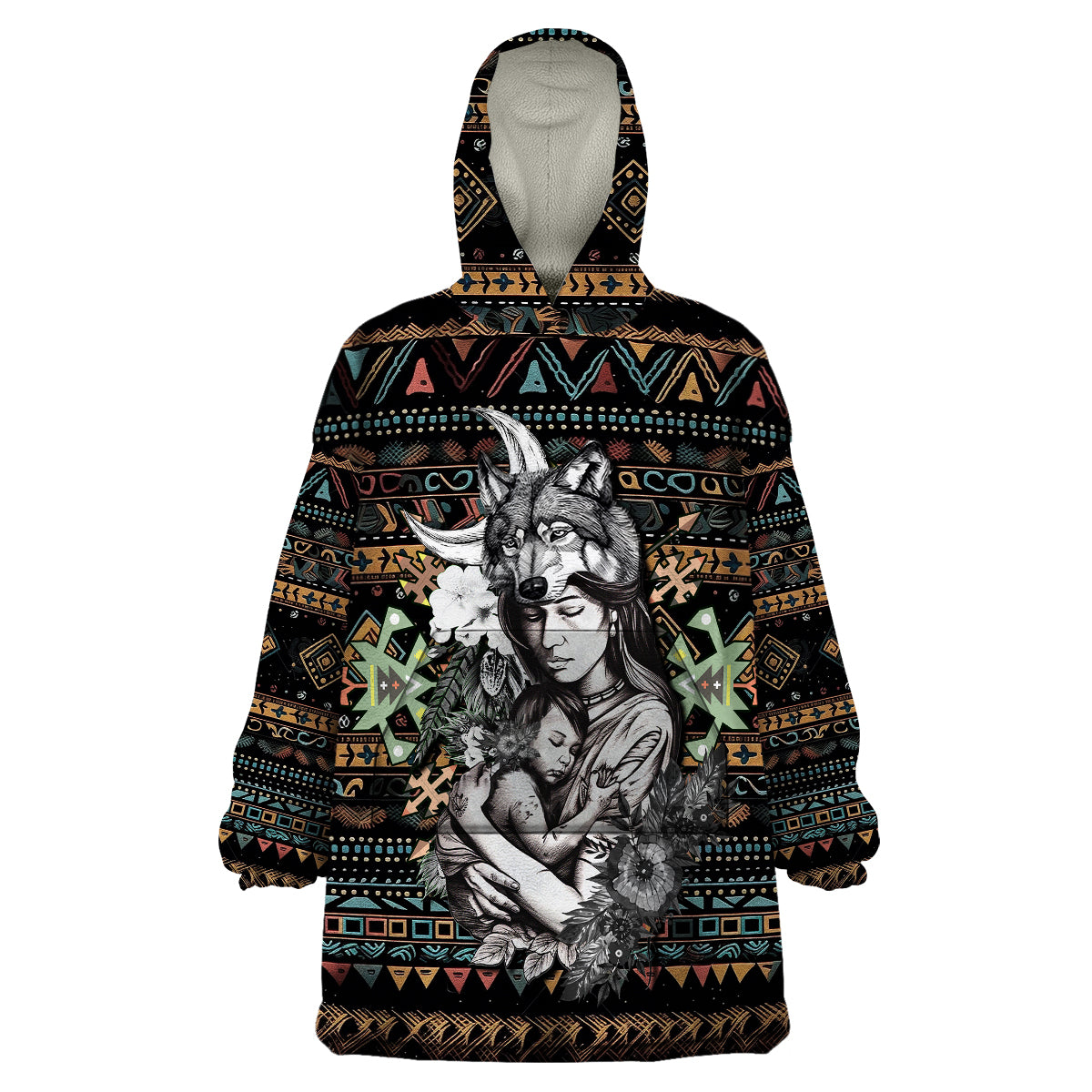 Native American Clothing - In Mother's Cradle Wearable Blanket Hoodie TS07 - Wonder Print Shop