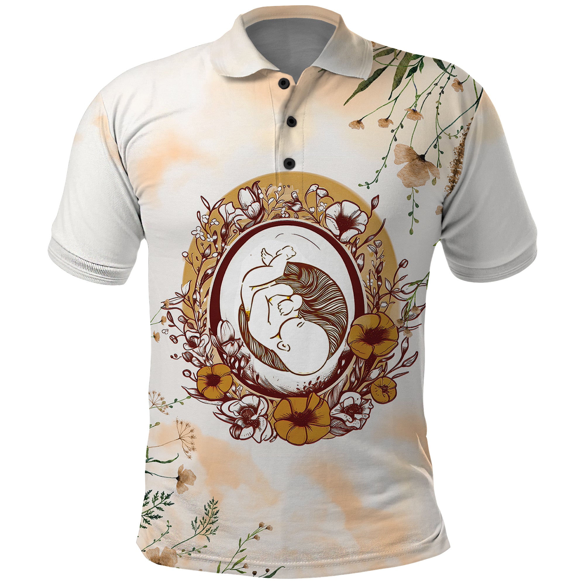 First Mothers Day Expecting Mom With Baby Polo Shirt TS07 - Wonder Print Shop