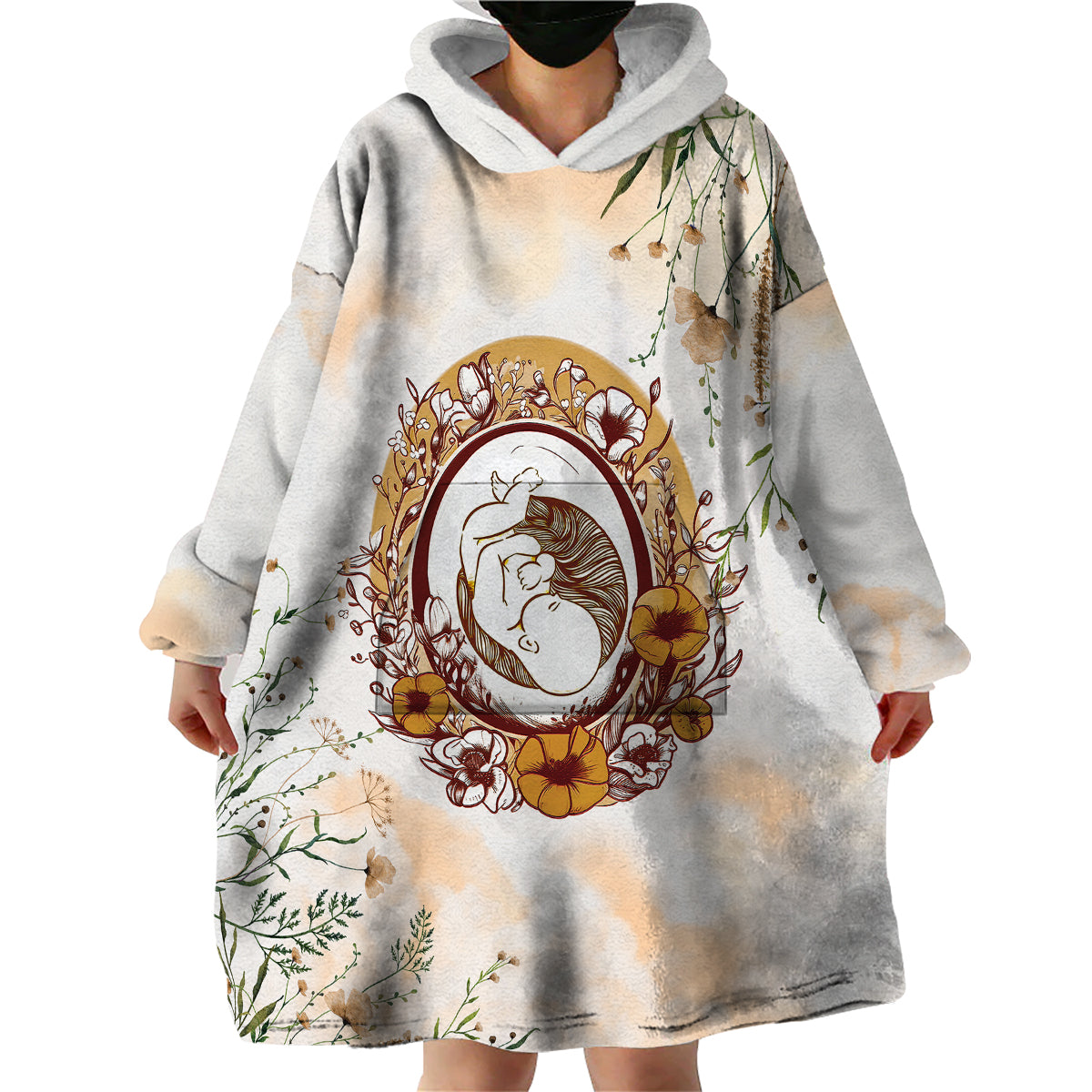 First Mother's Day - Expecting Mom With Baby Wearable Blanket Hoodie TS07 - Wonder Print Shop