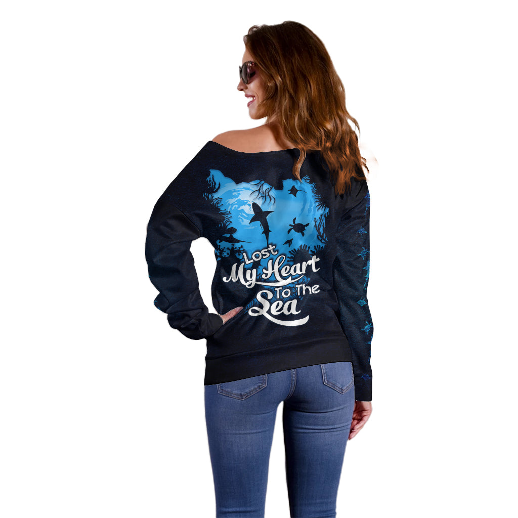 World Ocean Day Off Shoulder Sweater Lost My Heart To The Sea TS07 - Wonder Print Shop