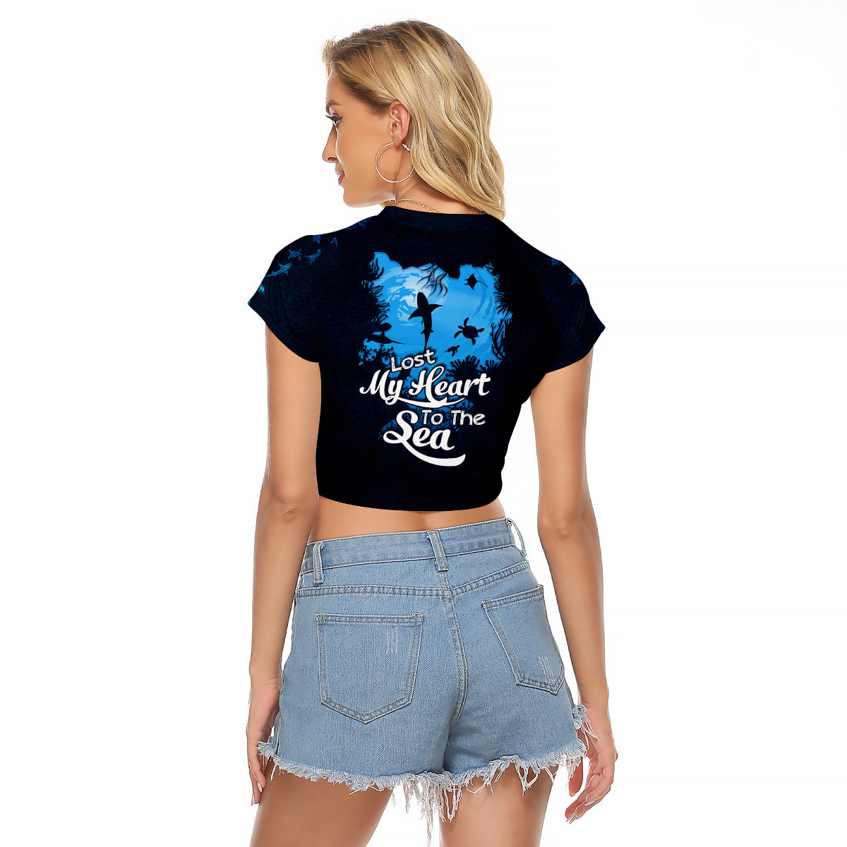 World Ocean Day Raglan Cropped T Shirt Lost My Heart To The Sea TS07 - Wonder Print Shop