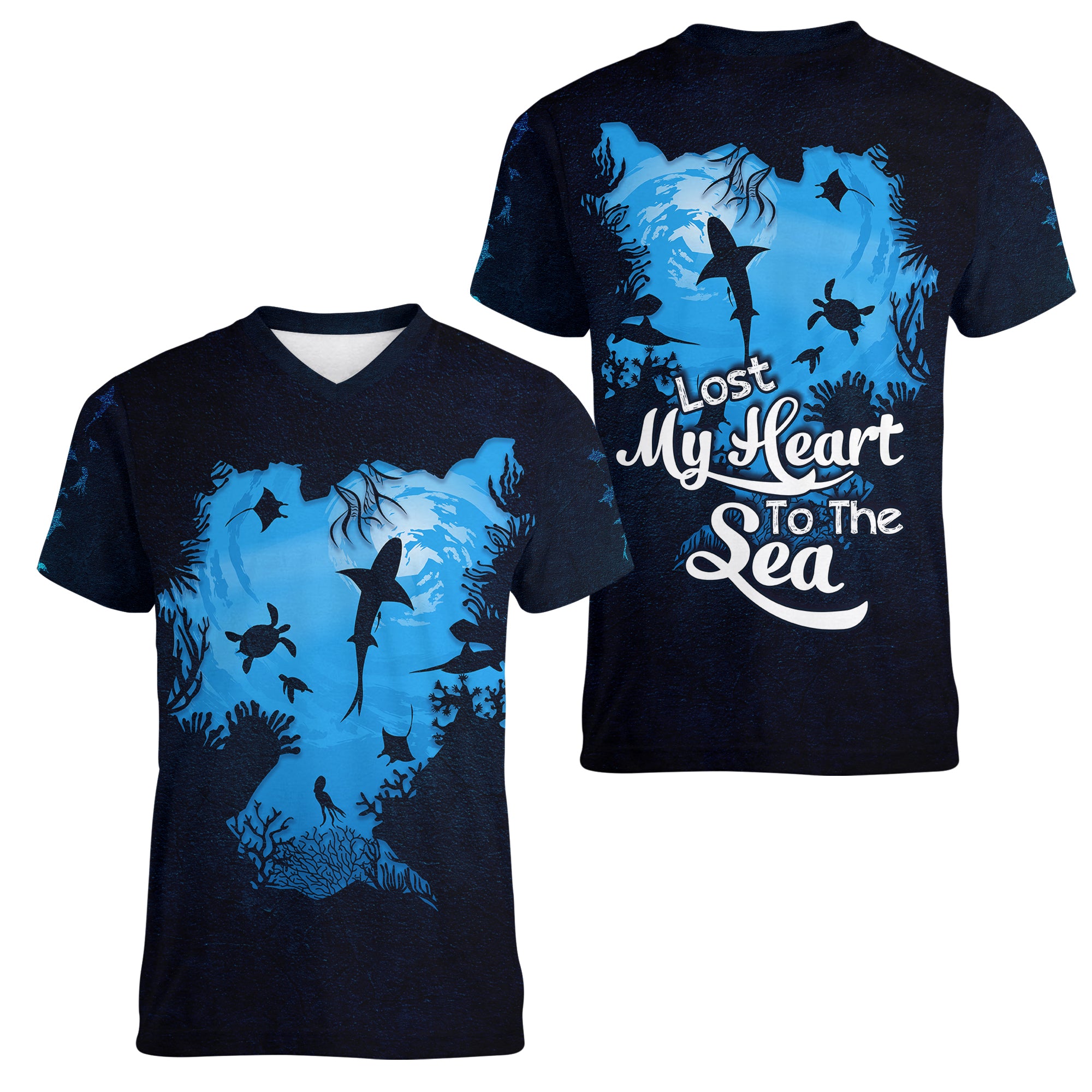 World Ocean Day Women V Neck T Shirt Lost My Heart To The Sea TS07 - Wonder Print Shop