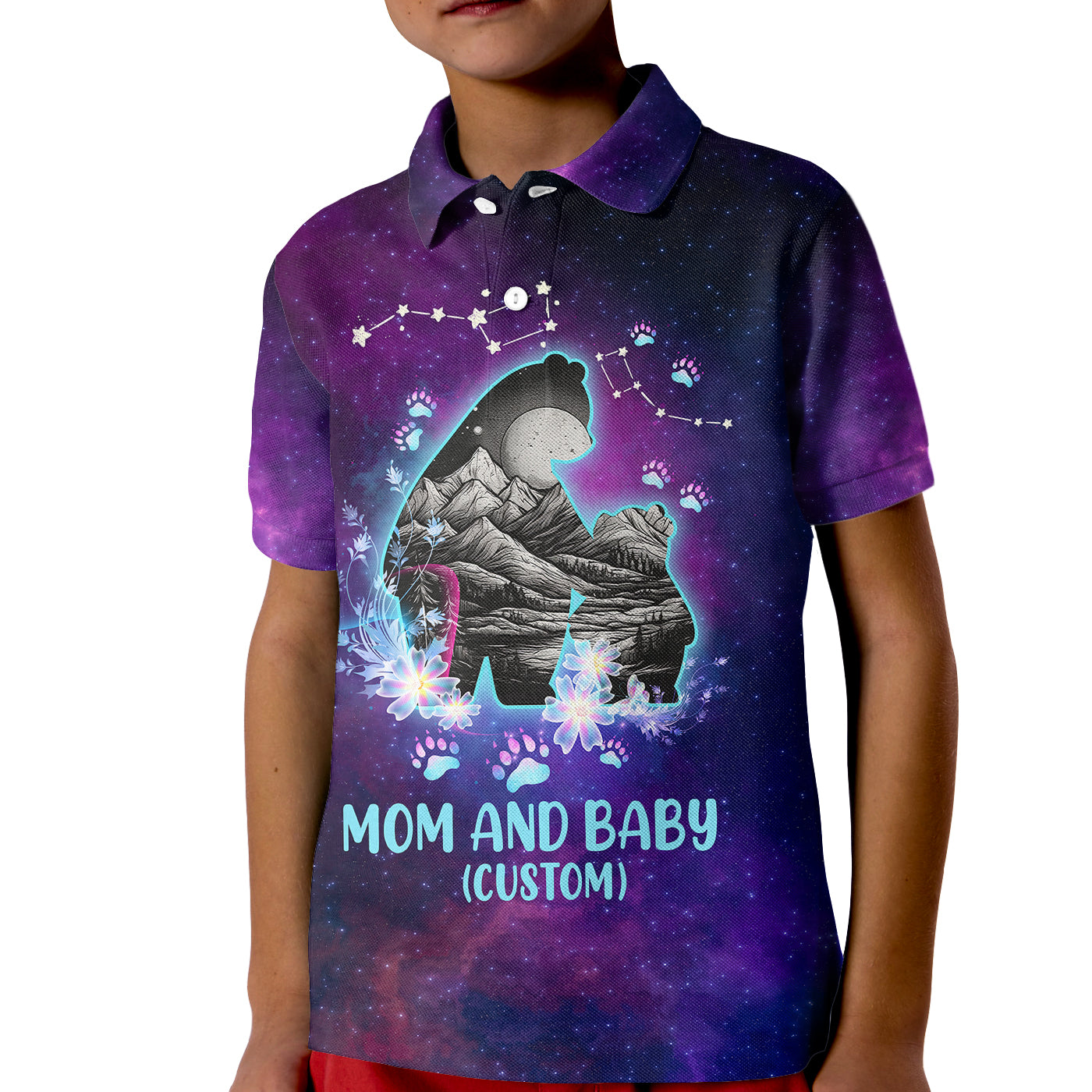 Custom Mom and Baby Polo Shirt for Kid Ursa Major Constellation TS07 - Wonder Print Shop