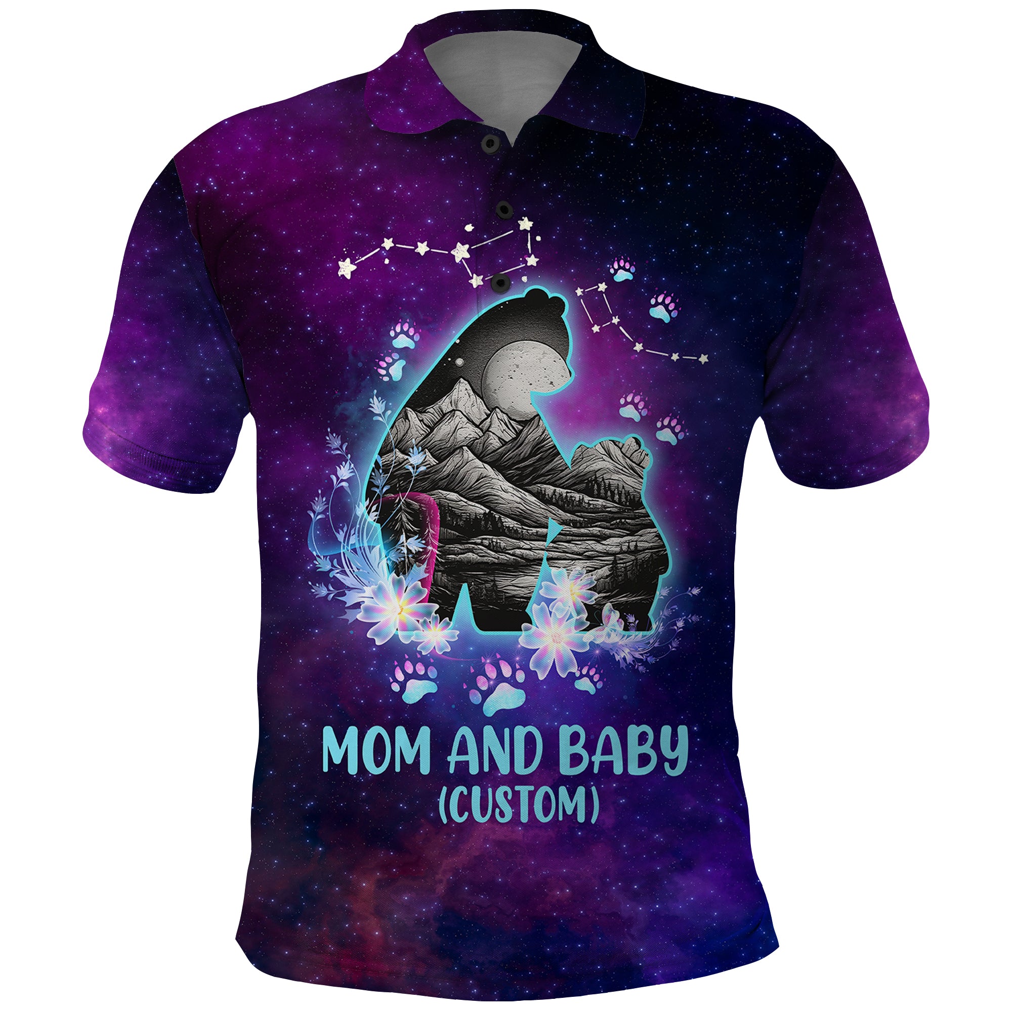 Custom Mom and Baby Polo Shirt Ursa Major Constellation TS07 - Wonder Print Shop