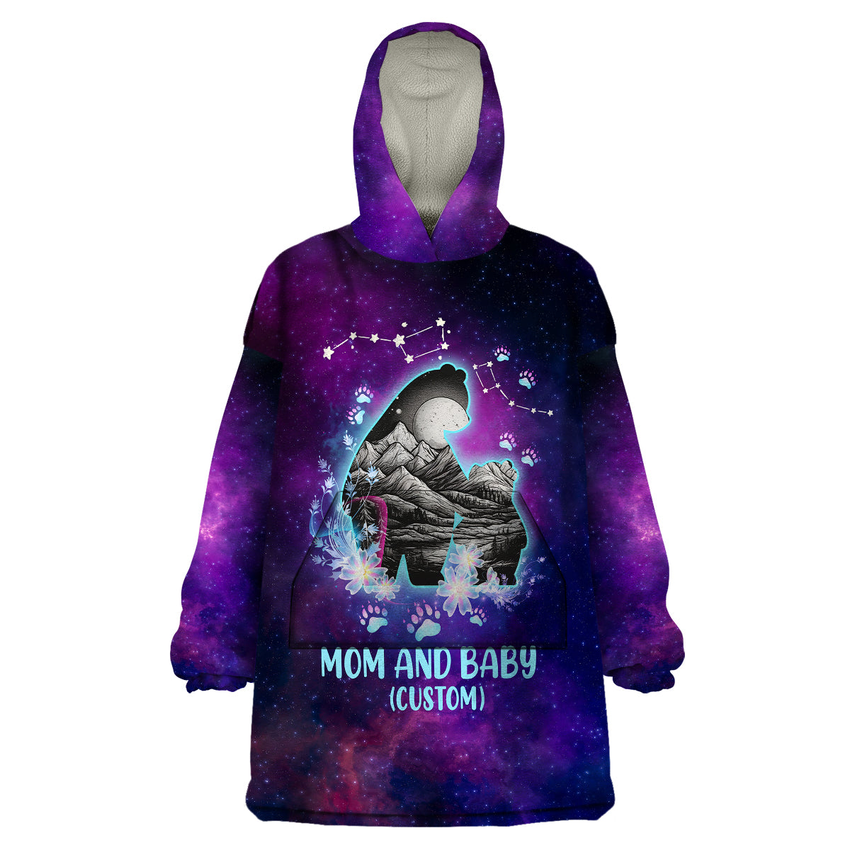 Personalised Mom & Baby Wearable Blanket Hoodie Ursa Major Constellation TS07 - Wonder Print Shop