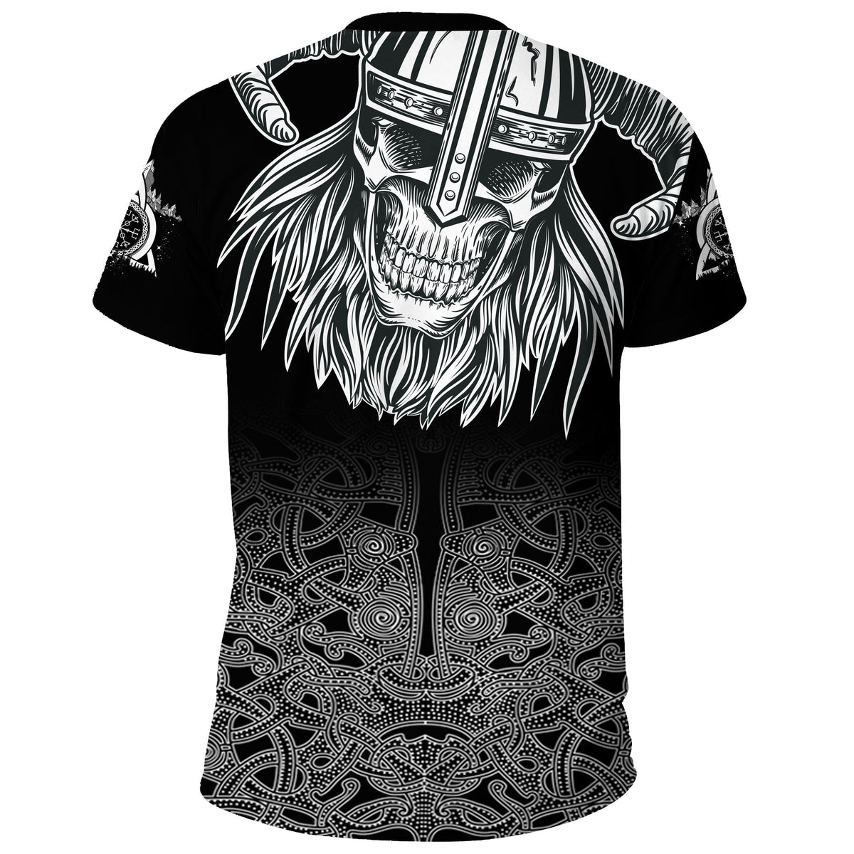 Skull Viking T Shirt Ornate Pattern RLT12 - Wonder Print Shop