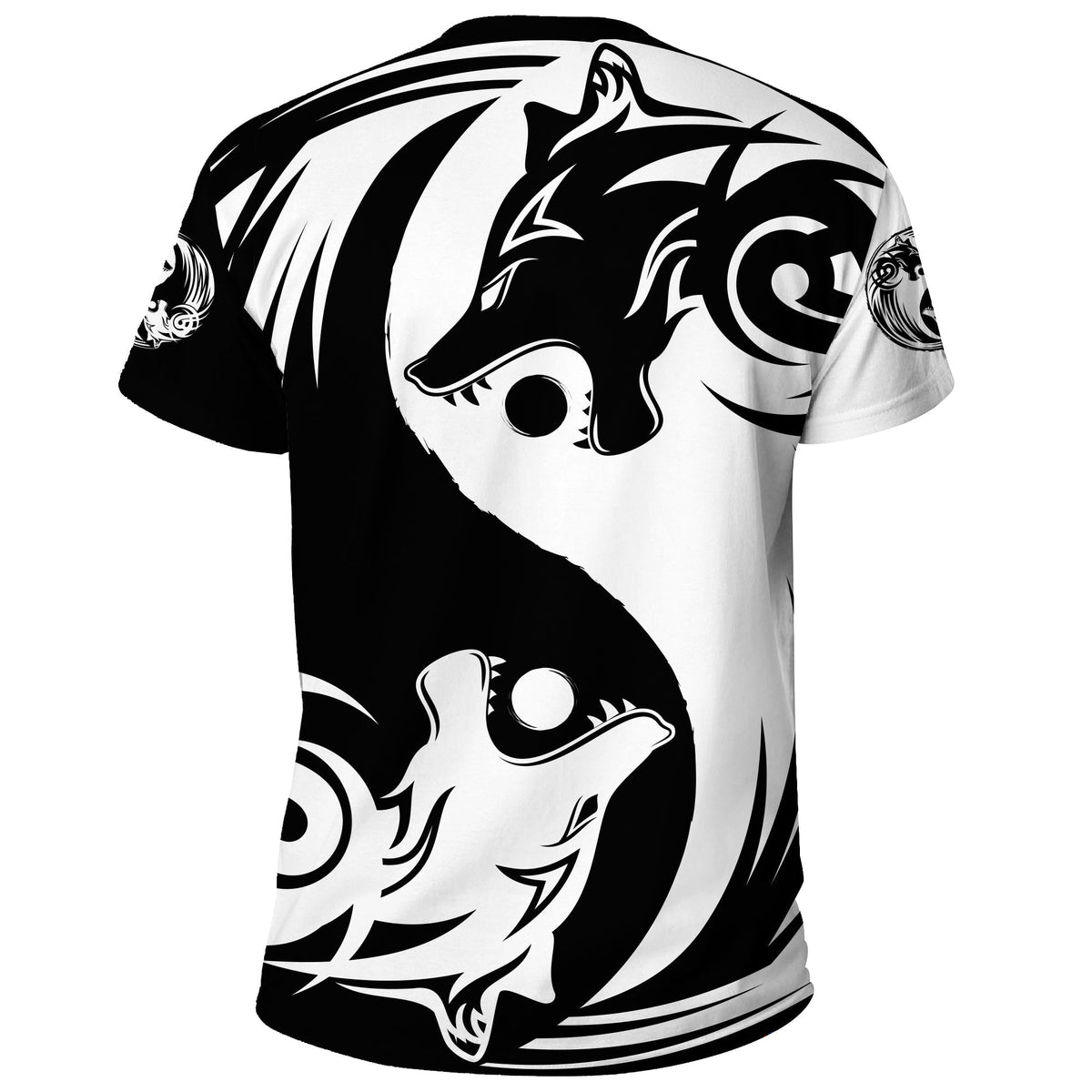 Viking T Shirt Ying Yang Wolf RLT12 - Wonder Print Shop