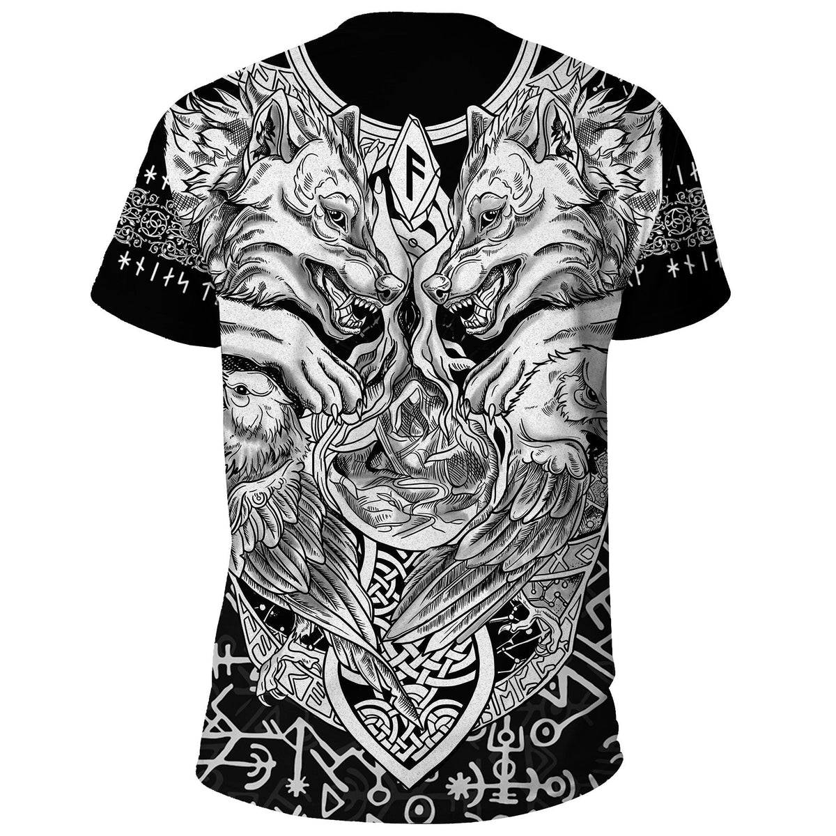 Viking T Shirt Wolf and Raven Special RLT12 - Wonder Print Shop