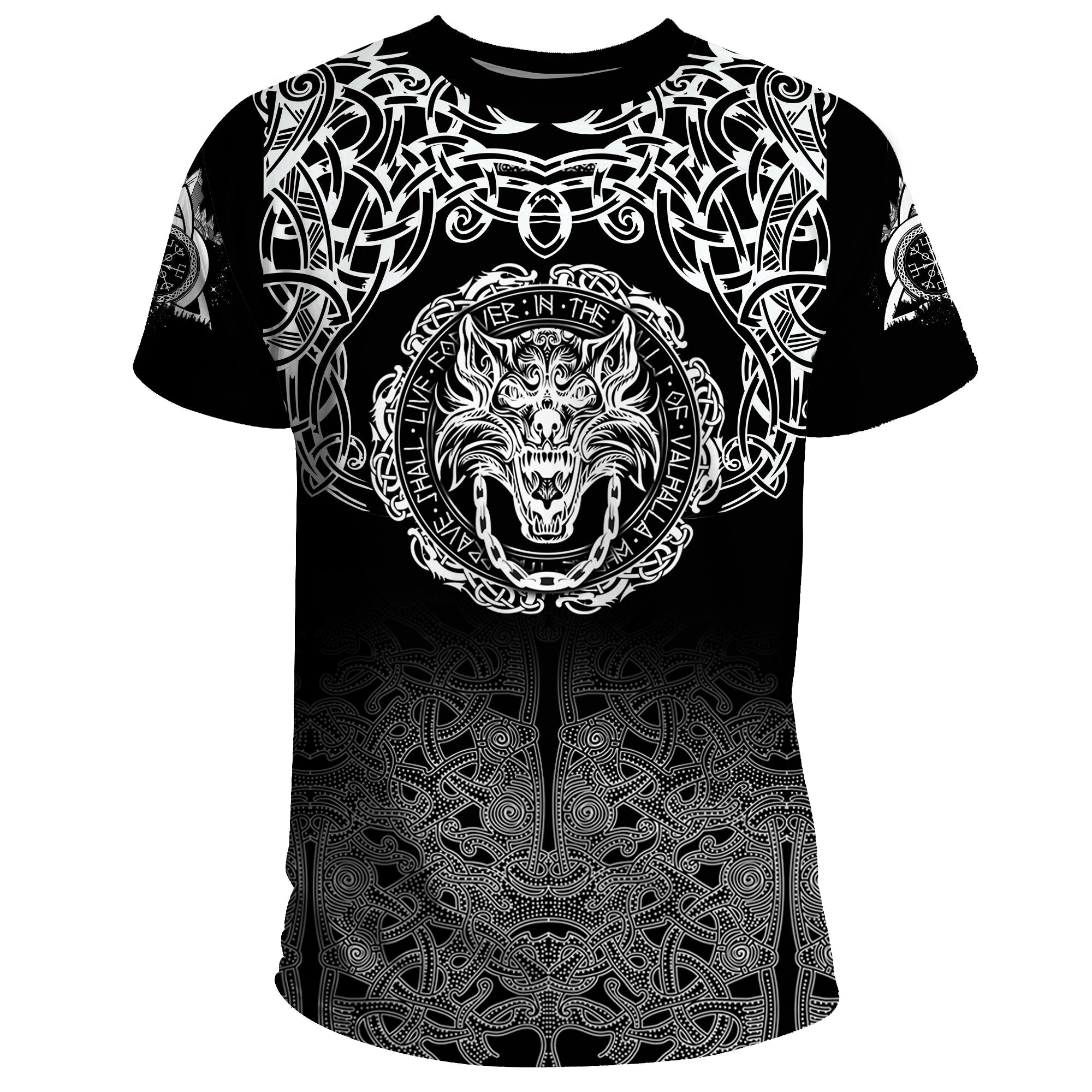 Fenrir Valhalla T Shirt Ornate Pattern 1 RLT12 - Wonder Print Shop