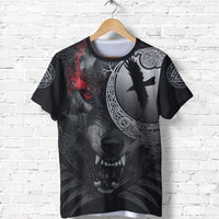 Viking T Shirt Angry Moon Wolf RLT12 - Wonder Print Shop