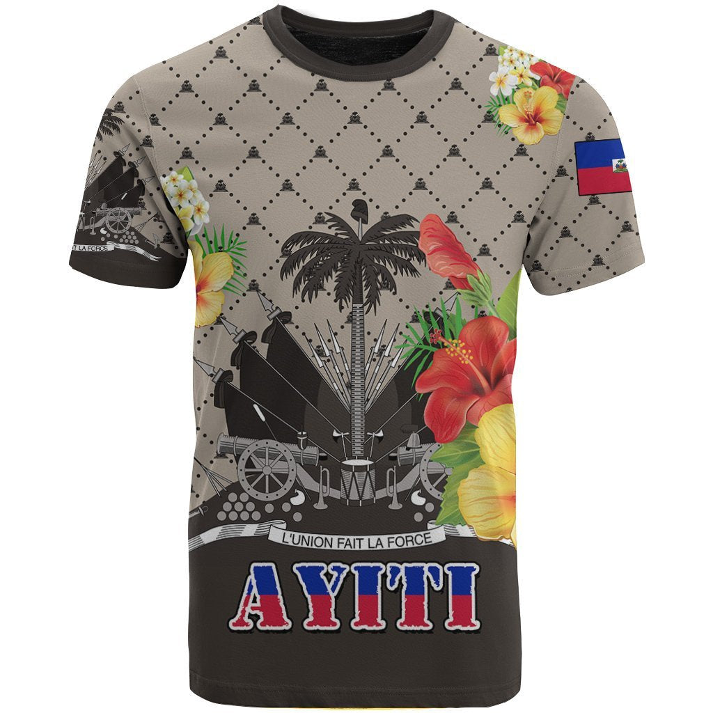 haiti-t-shirt-coat-of-arms-hibiscus-plumeria-light-brown