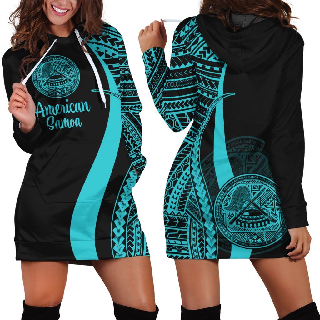 american-samoa-womens-hoodie-dress-turquoise-polynesian-tentacle-tribal-pattern