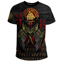 Viking T Shirt Vikings Valknut and Ravens Tattoo RLT12 - Wonder Print Shop