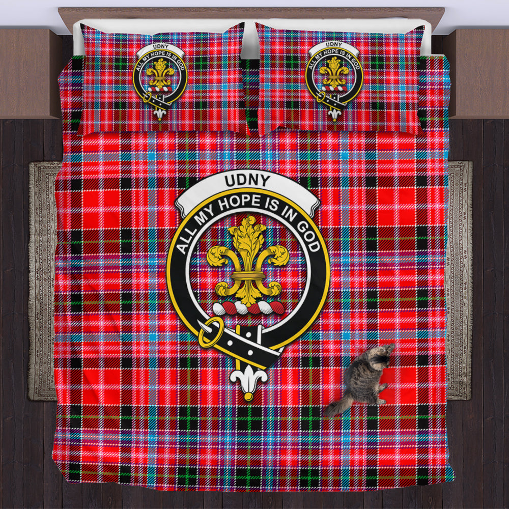 scottish-udny-clan-crest-tartan-bedding-set