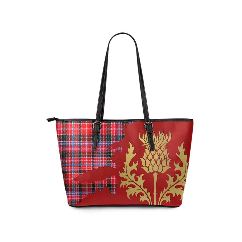 scottish-udny-clan-tartan-golden-thistle-leather-tote-bags