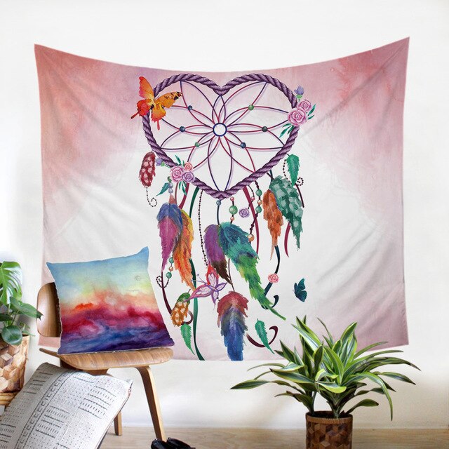 Native American Watercolor Dreamcatcher Feathers Tapestry LT10 - Wonder Print Shop