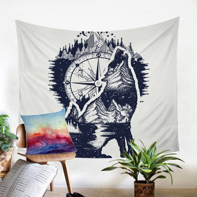 Native American Tribal Wolf Dream Catcher Tapestry LT10 - Wonder Print Shop