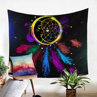 Native American Watercolor Dreamcatcher Feathers Tapestry LT10 - Wonder Print Shop