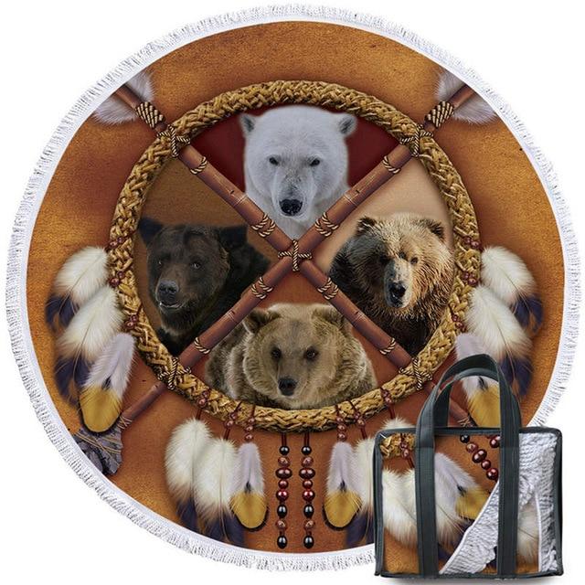 Native American Wolf Tassel Animal Dreamcatcher Beach Towel LT10 - Wonder Print Shop