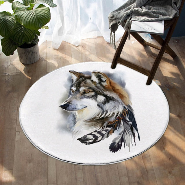 native-american-howling-wolf-round-carpet