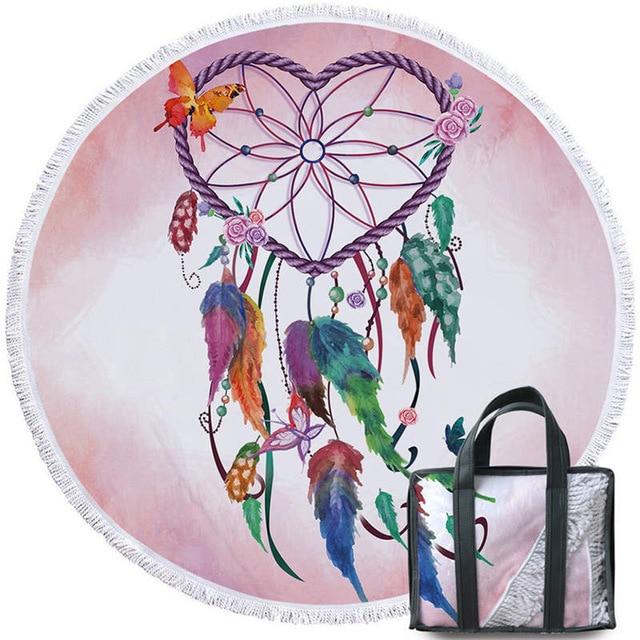 Tassel Heart Dreamcatcher Native American Beach Towel LT10 - Wonder Print Shop
