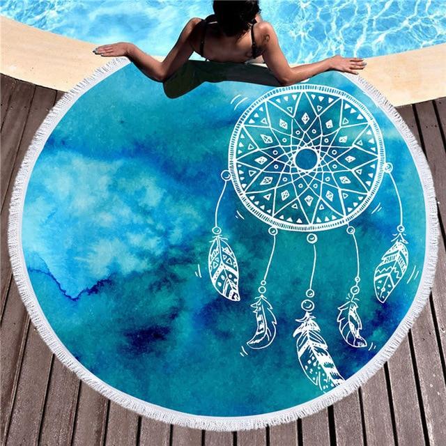 Watercolor Dreamcatcher Tassel Native American Beach Towel LT10 - Wonder Print Shop