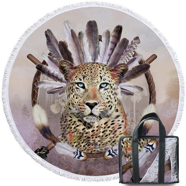 Native American Wolf Tassel Animal Dreamcatcher Beach Towel LT10 - Wonder Print Shop