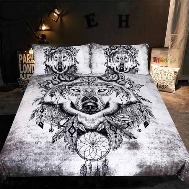 Tribal Wolf Dreamcatcher Native American Bedding Set LT10 - Wonder Print Shop