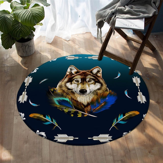 native-american-blue-wolf-round-carpets