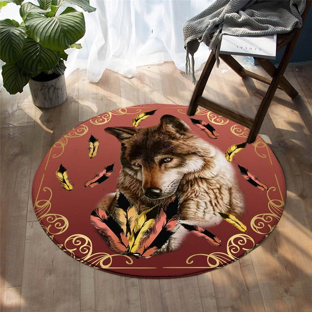 native-american-blue-wolf-round-carpets