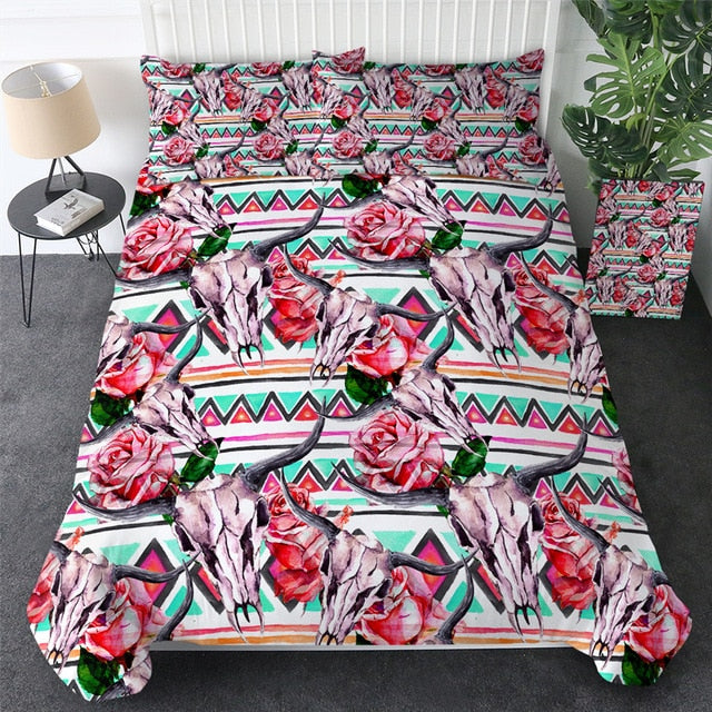 Native American Head Skull Feathers Bedding Set LT10 - Wonder Print Shop