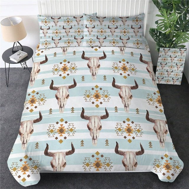Native American Head Skull Feathers Bedding Set LT10 - Wonder Print Shop