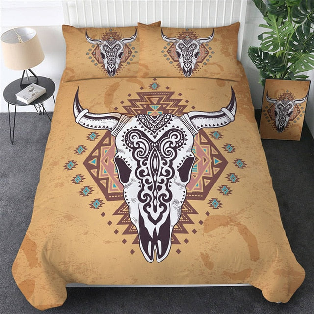 Native American Head Skull Feathers Bedding Set LT10 - Wonder Print Shop