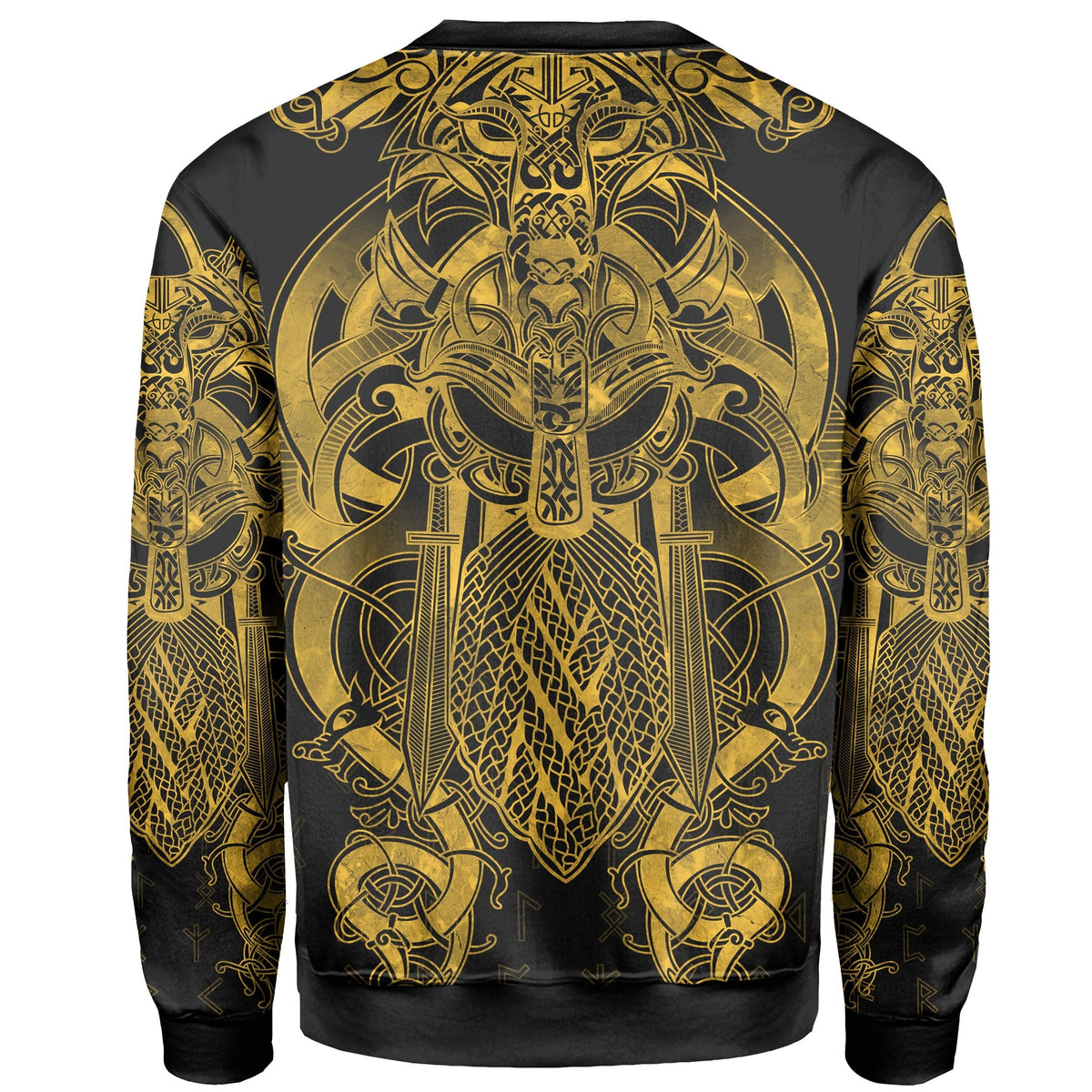 Viking Sweatshirt - Fenrir and Tyr Tattoo Gold Version RLT12 - Wonder Print Shop