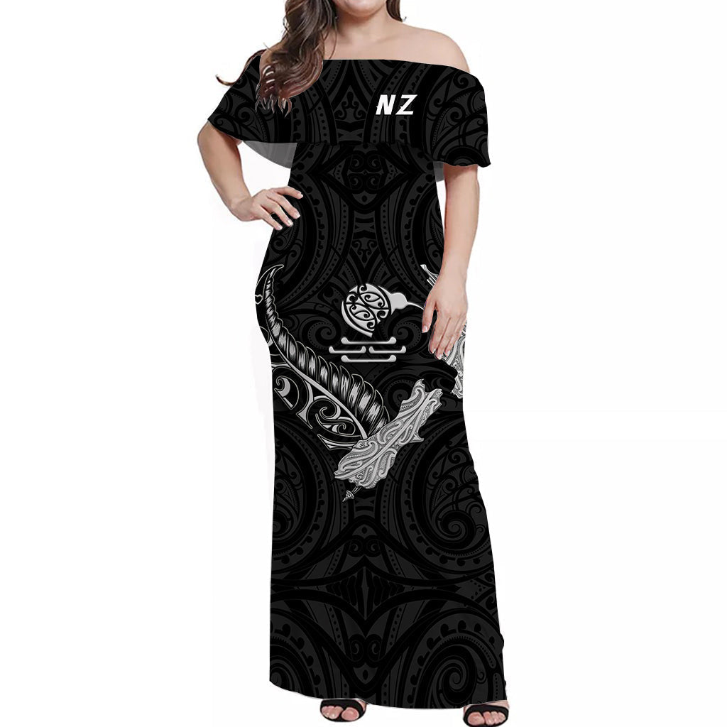 new-zealand-maori-off-shoulder-long-dress-heart-of-silver-fern-map-and-kiwi-black