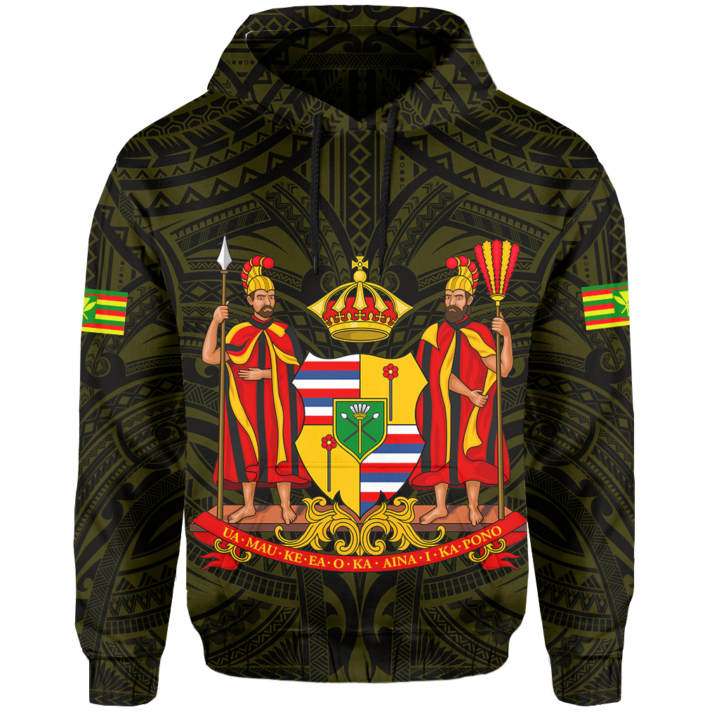 Polynesian Kanaka Maoli Royal Coat of Arms Hawaii Hoodie Yellow - Wonder Print Shop