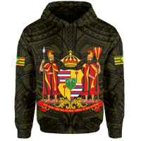 Polynesian Kanaka Maoli Royal Coat of Arms Hawaii Hoodie Yellow - Wonder Print Shop