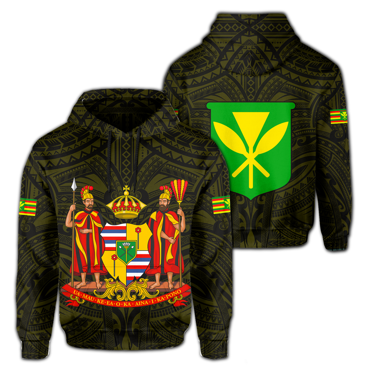 Polynesian Kanaka Maoli Royal Coat of Arms Hawaii Hoodie Yellow - Wonder Print Shop