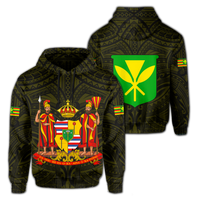 Polynesian Kanaka Maoli Royal Coat of Arms Hawaii Hoodie Yellow - Wonder Print Shop