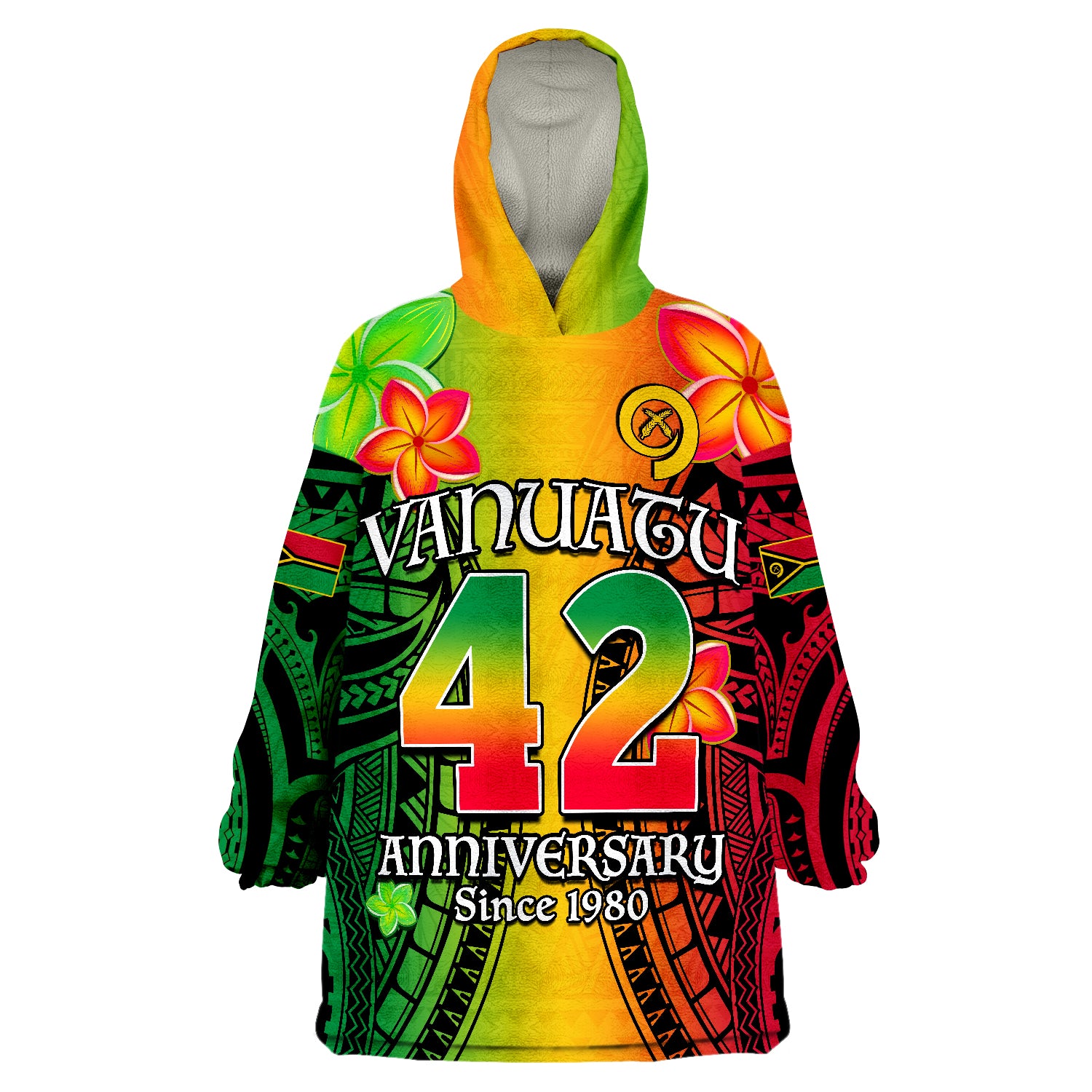 Vanuatu 1980 Long God Yumi Stanap Happy 42nd Independence Anniversary Wearable Blanket Hoodie - Wonder Print Shop