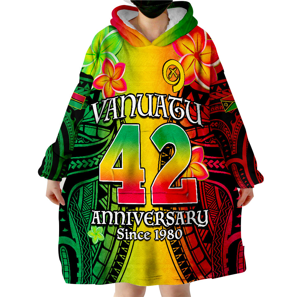 Vanuatu 1980 Long God Yumi Stanap Happy 42nd Independence Anniversary Wearable Blanket Hoodie - Wonder Print Shop